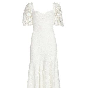 ML Monique Lhuillier White Lace Sweetheart Midi Dress size 2 from Saks, like new